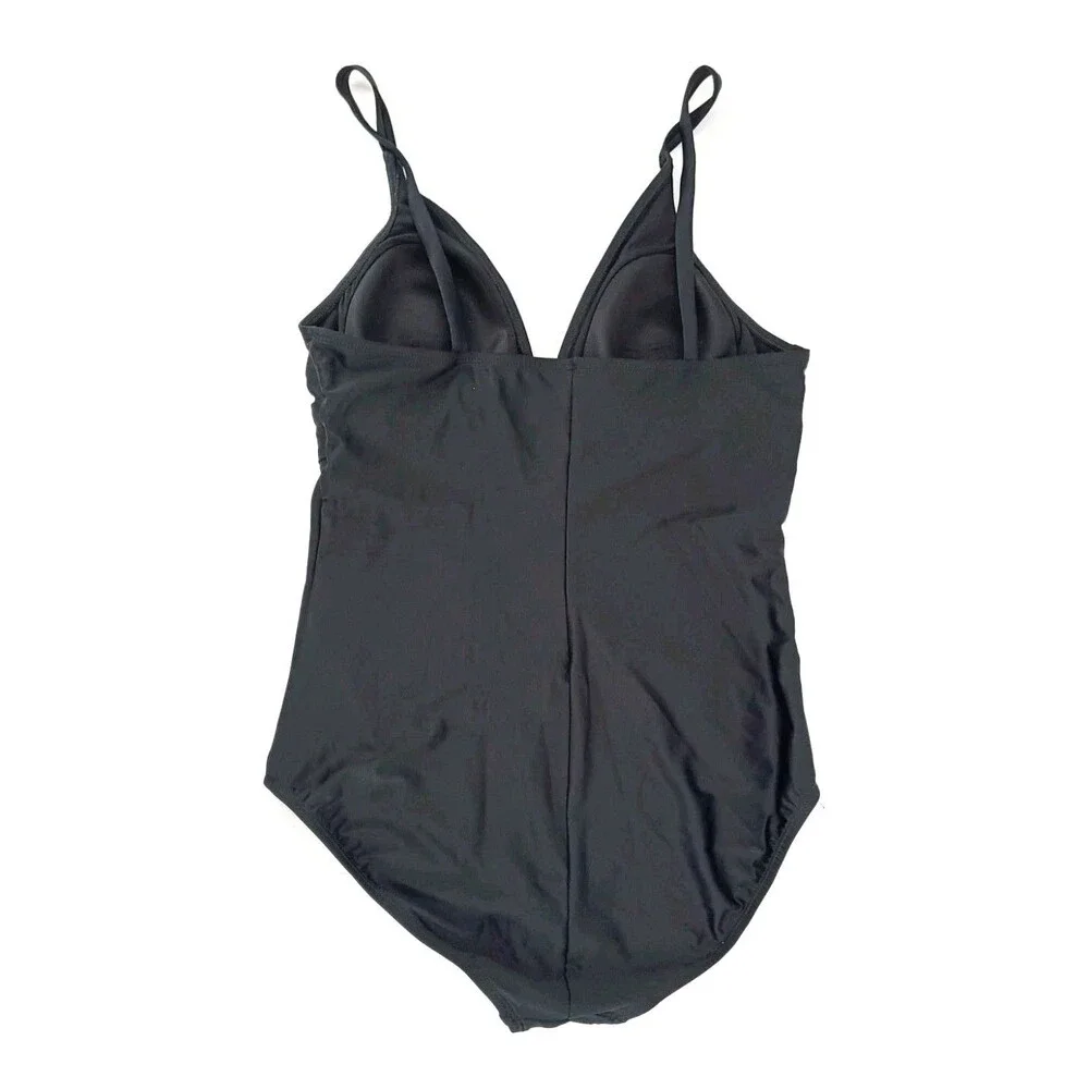 Speedo Black One Piece Swimsuit Size 16 Tummy Control Shelf Bra Classic Swimwear
